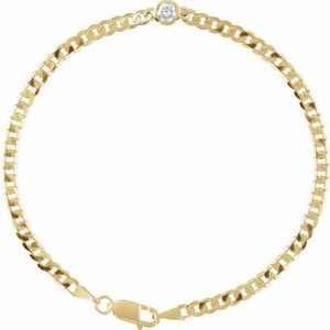 14K Yellow Gold 1/5 CT Natural Diamond Link 7" Bracelet