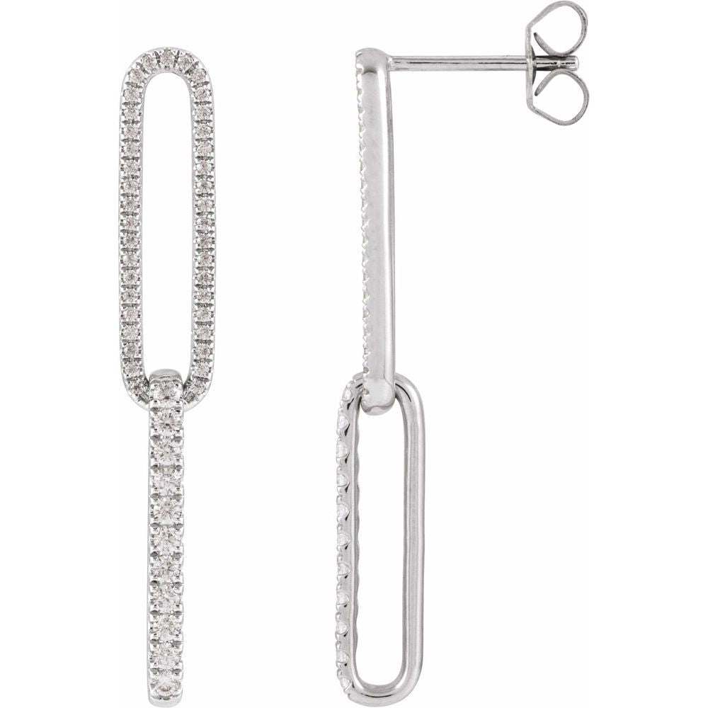 Diamond Elongated Link Earrings