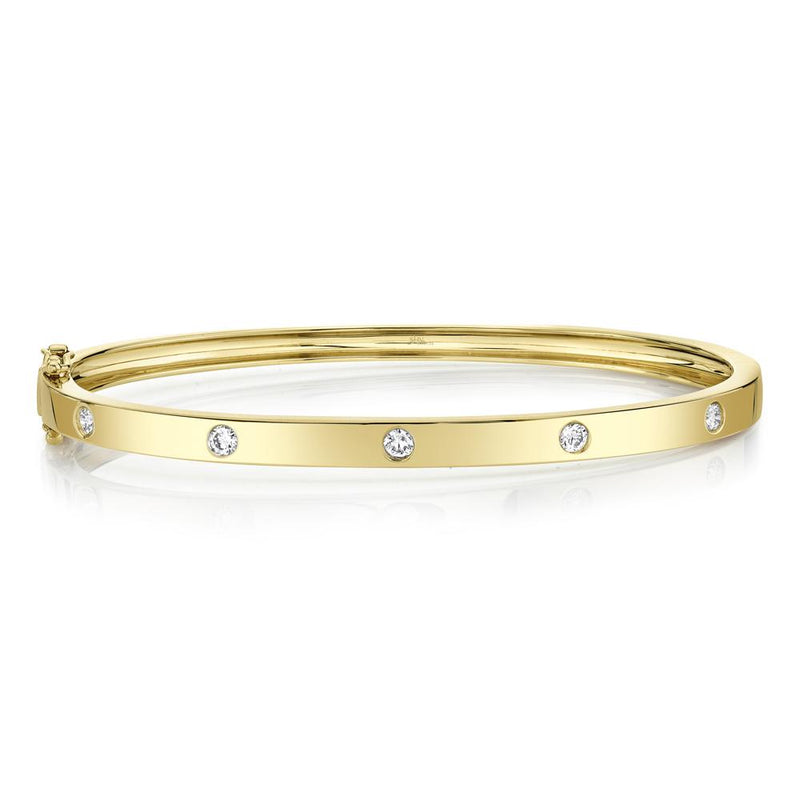 JDG Bezel-Set Diamond Bangle Bracelet SC55004067ZS 14K Yellow Gold Small