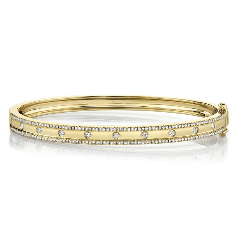 JDG Kate Flush & Pavé Diamond Bangle Bracelet SC55004170ZS 14K Yellow Gold Small