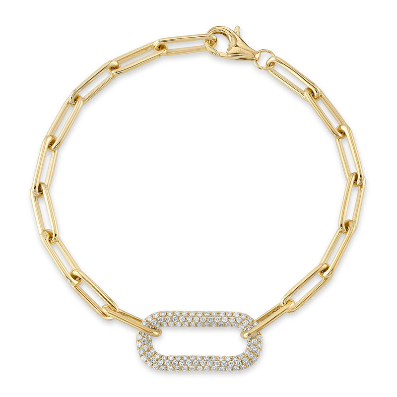 JDG Kate Diamond Pavé Paper Clip Link Bracelet SC55024022 14K Yellow Gold Size 7